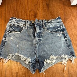 Good American Blue Distressed Jean Shorts